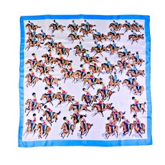 HERMES Lovely Vintage Equestrian Motif 35" Scarf