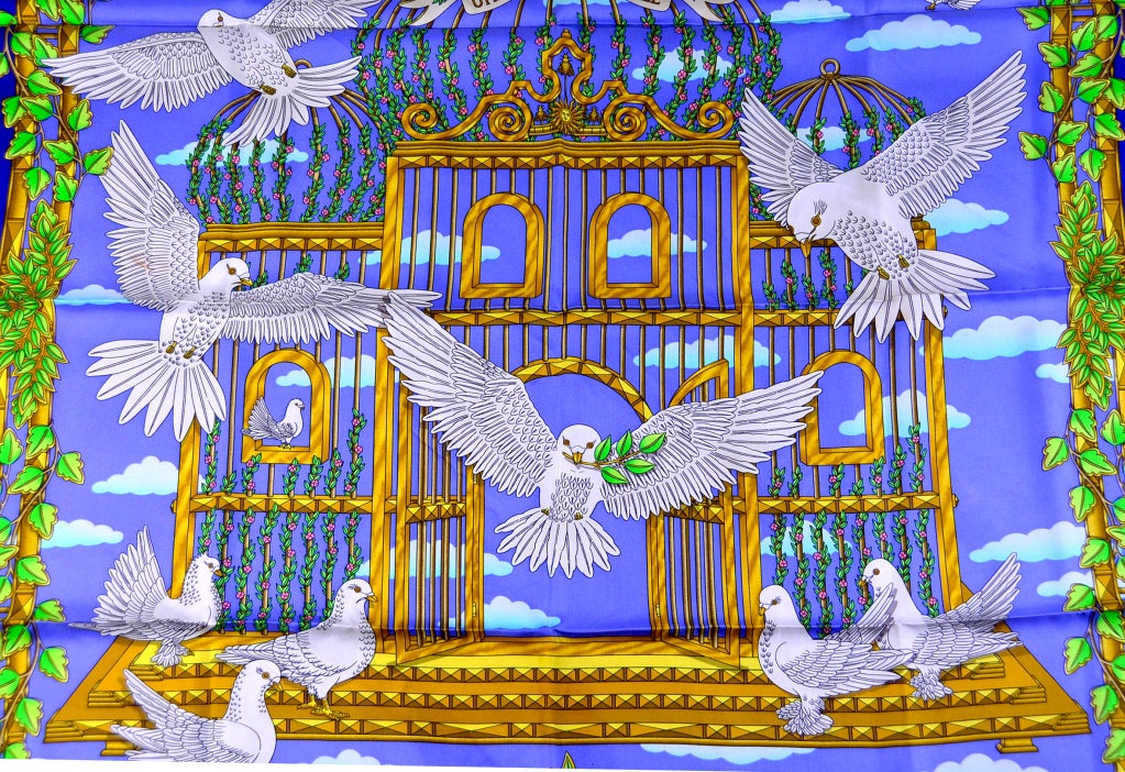 HERMES "Doves of Peace" 35" Silk Scarf
