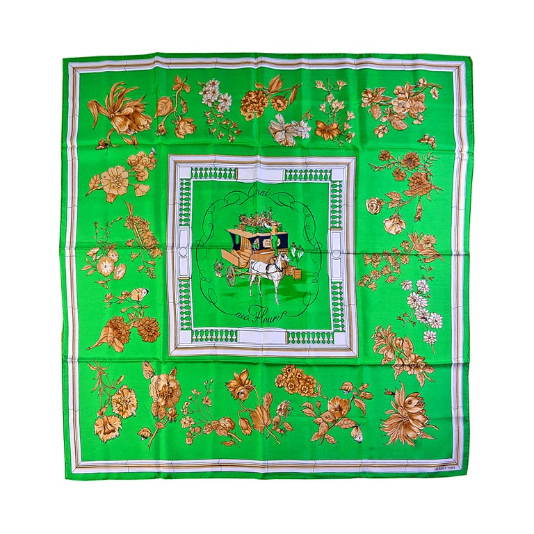HERMES "Quai aux Fleurs" Silk Scarf 35"