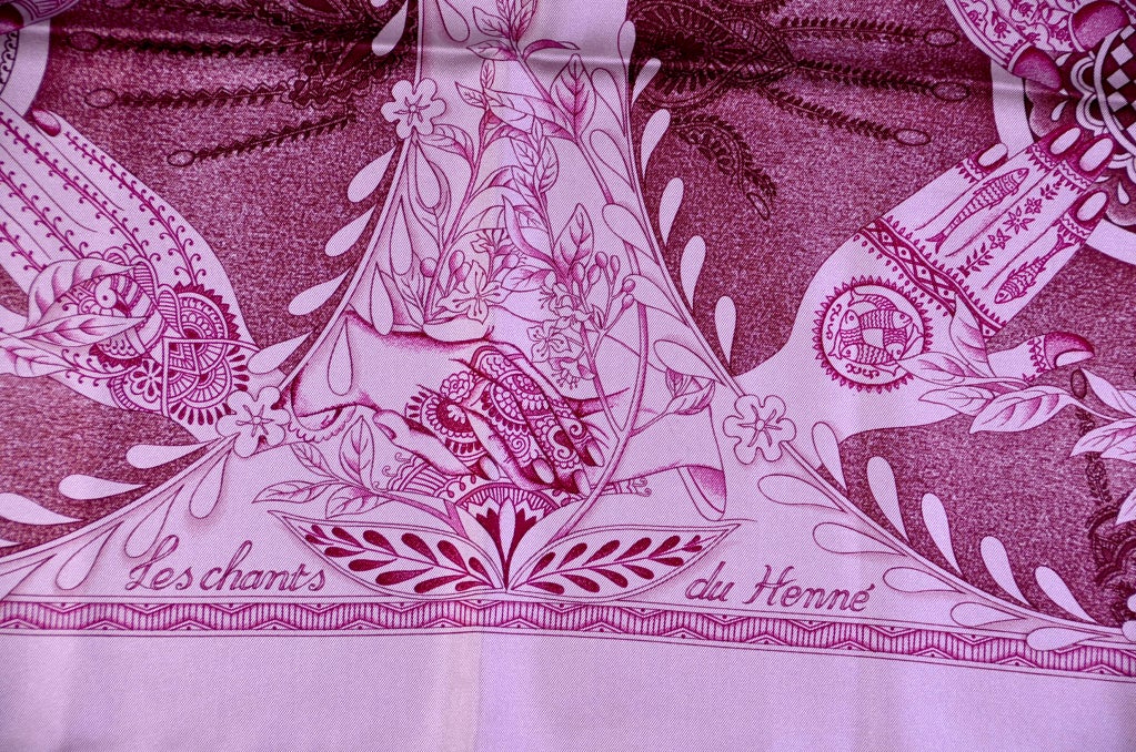HERMES gorgeous "Les Chants du Henne" 35" Silk Scarf