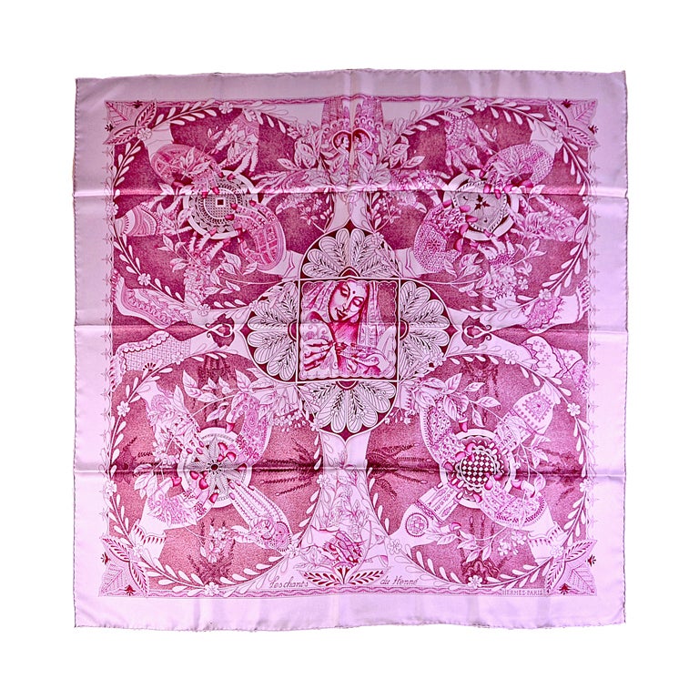 HERMES gorgeous "Les Chants du Henne" 35" Silk Scarf