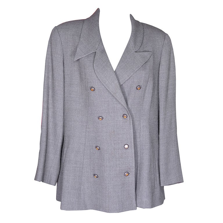 Chanel Classic Light Brown Tweed Double Breasted Blazer