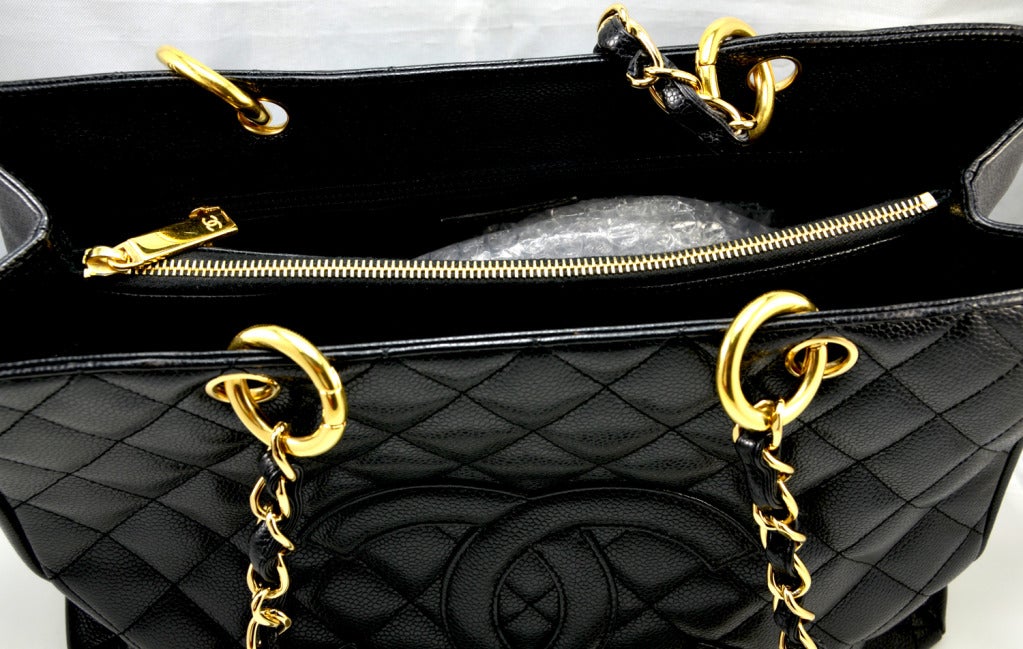 Chanel Black Caviar Grand Shopper Tote Gold Hardware at 1stdibs