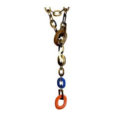 Fabulous Hermes Horn and Lacquer Lariat Necklace