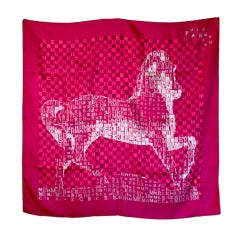 Hermes Fuschia Signature Equestrian Silk Scarf