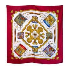 Beautiful Hermes "Les Tambours" Silk Scarf