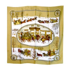 Gorgeous Hermes Winter Motif Silk Scarf