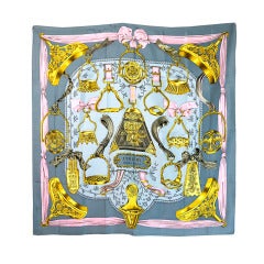 Lovely Hermes "Etriers" Silk Scarf