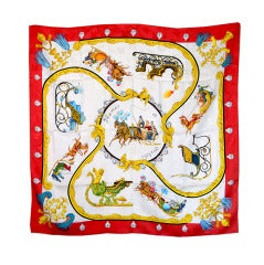 Beautiful Hermes "Plumes et Grelots" Silk Scarf