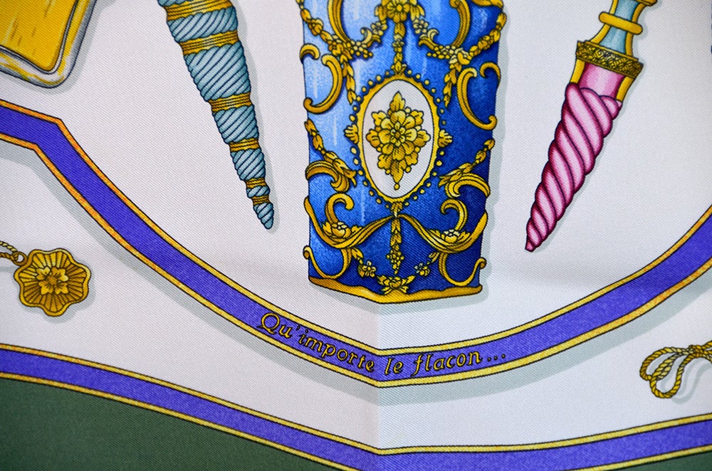 Gorgeous Hermes Perfume Bottle Motif Silk Scarf
