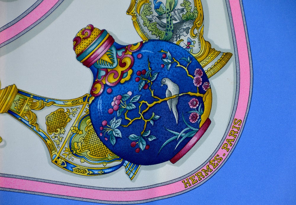 hermes scarf with perfume bottles