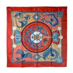 Magnificent Hermes Australia Motif Silk Scarf