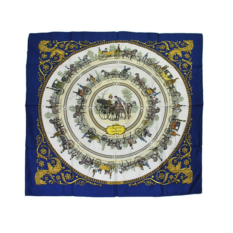 Hermes "La Promenade de Longchamp" Silk Scarf