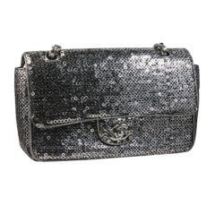Rare Chanel Silver Sequin Classic Handag