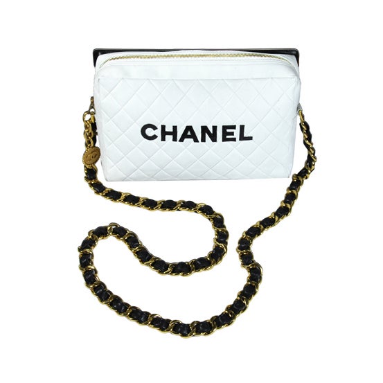 Rare Vintage Runway Chanel Black and White Handbag