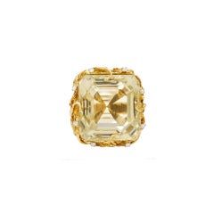 Huge 1970s Citrine and Diamond 14K Ring