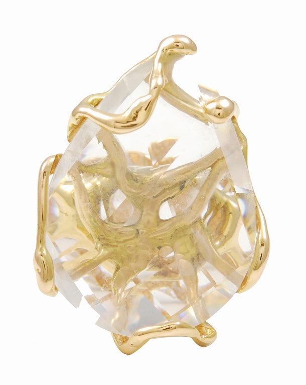 Lucifer Vir Honestus Huge 18K and Rock Crystal Ring
