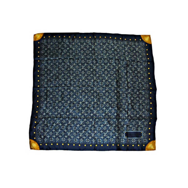 Louis Vuitton Silk Denim LV Print Scarf 35 at 1stDibs