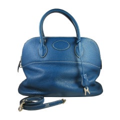 HERMES Bolide 31cm Bag in Mykonos Blue Palladium Hardware