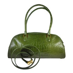 LANA MARKS Fabulous Olive Green Genuine Alligator Handbag