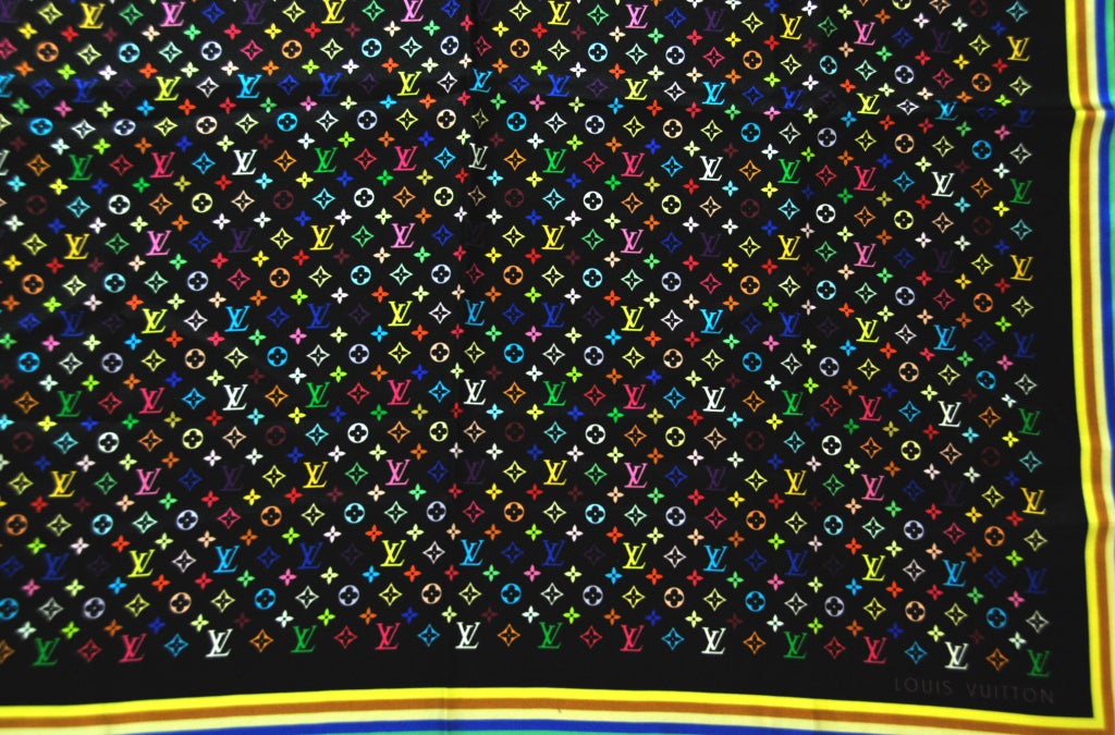 Multi Colo Monogram LOUIS VUITTON Murakami Multi Color Monogram Silk Scarf at 1stDibs ...