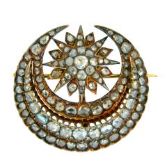 Georgian, Rose Cut Diamond and Gold Crescent Brooch