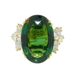 18.36ct AGL Chrome Tourmaline, Diamond, and Gold Cocktail Ring