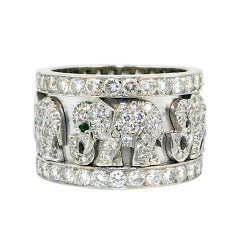 Cartier Paris Emerald Diamond White Gold Elephant Ring