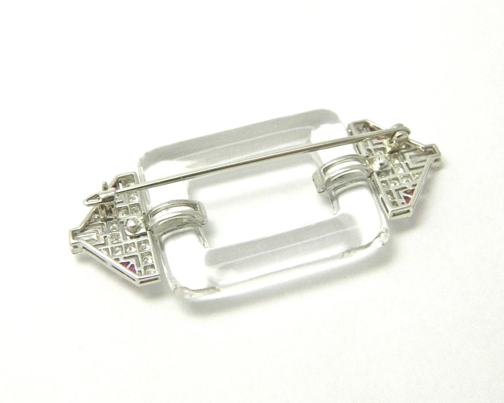 A rare and stunning, Art Deco, platinum, diamond, and rock crystal brooch by Black, Starr, & Frost