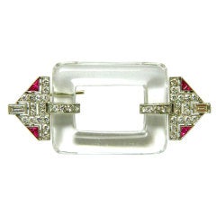 BLACK, STARR, & FROST Art Deco Diamond, Ruby, & Platinum Brooch