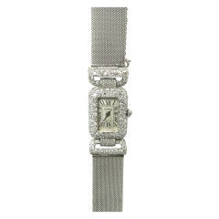 CARTIER PARIS Art Deco Diamond Platinum Lady's Wristwatch
