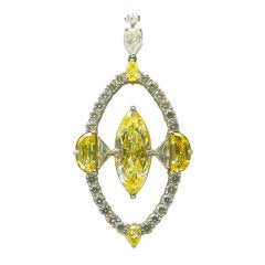 Gorgeous Fancy Yellow Marquise Cut Diamond Pendant