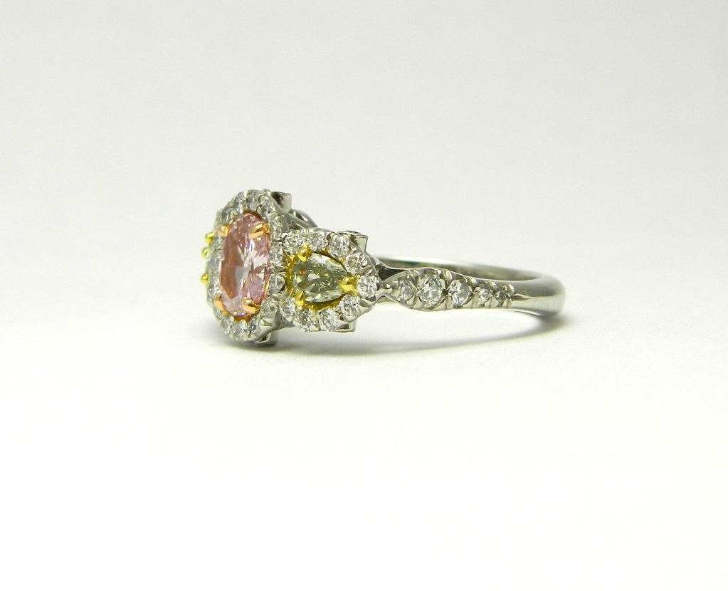 Unique Rare Natural Fancy Purple-Pink Oval Cut Diamond Ring