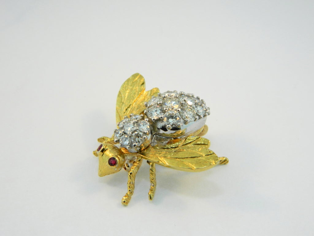 H. ROSENTHAL Diamond and Ruby Bee Pin/Pendant