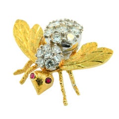 H. ROSENTHAL Diamond and Ruby Bee Pin/Pendant