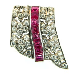 Art Deco Ruby & Diamond Clip