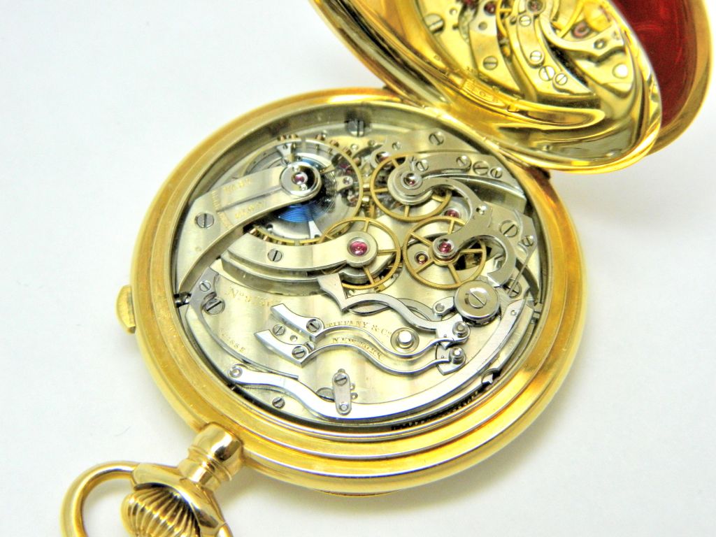 18KT Yellow Gold Open Face Split Second Chronograph Pocket Watch by Tiffany & Co