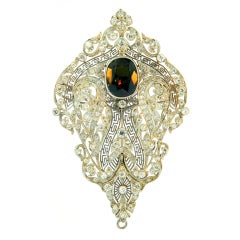 Brosche/pendant aus Platin mit Alexandrit, Diamant und Platin im Art déco-Stil