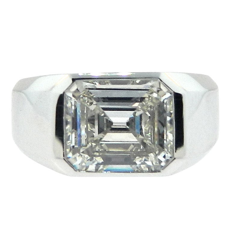 CARTIER Emerald Cut Diamond Signet Ring