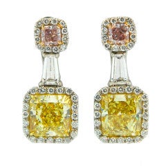 Important Natural Fancy Color Diamond Earrings