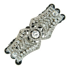 French Art Deco Platinum, Diamond, and Onyx Bracelet