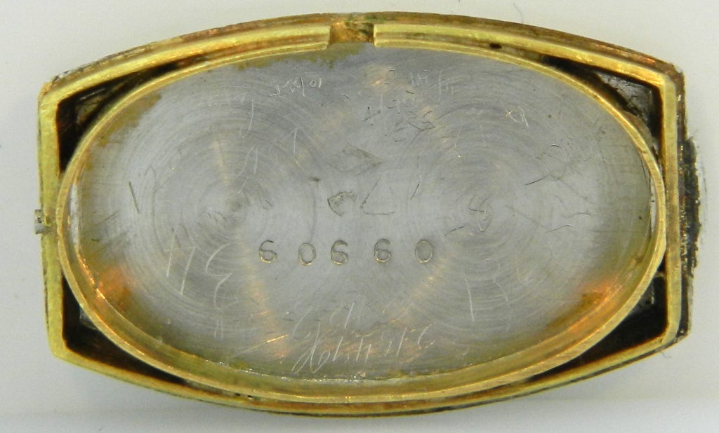 Leon Hatot Lady's Platinum, Diamond and Sapphire Art Deco Watch