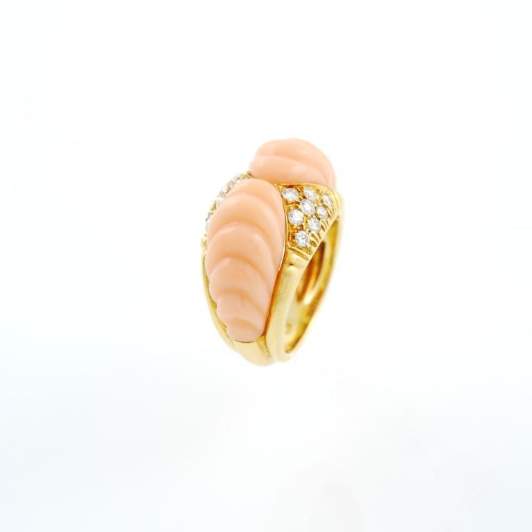 Pink Coral Diamond Gold Ring