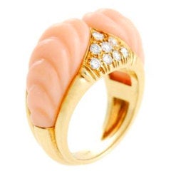 Pink Coral Diamond Gold Ring