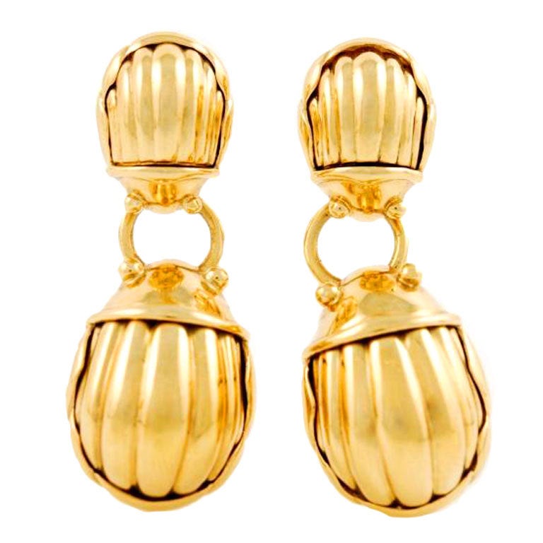 TIFFANY and Co. Yellow Gold Scarab Earrings at 1stDibs | tiffany scarab ...