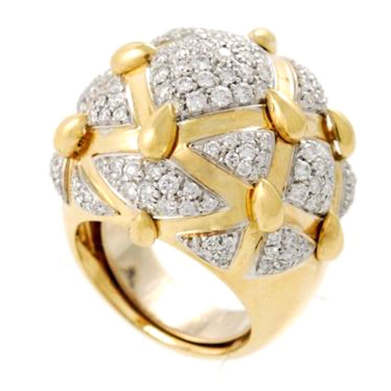  Gold  Platinum Diamond Dome Ring For Sale