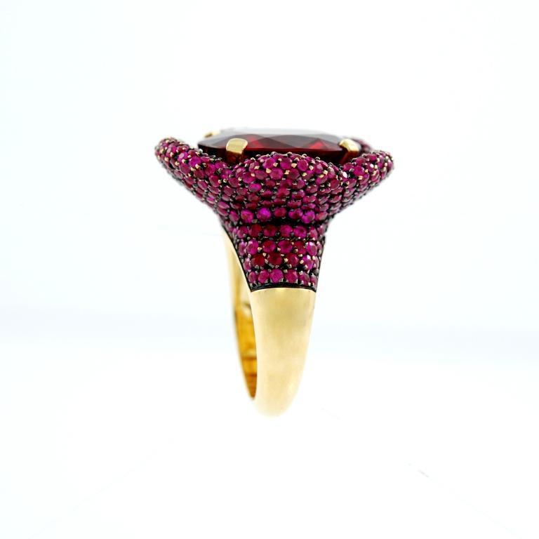 PAOLO PIOVAN Gold Tourmaline and Ruby Ring In New Condition In Verona, IT