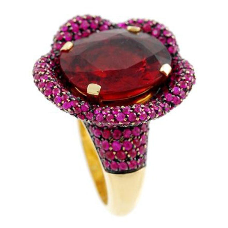 PAOLO PIOVAN Gold Tourmaline and Ruby Ring