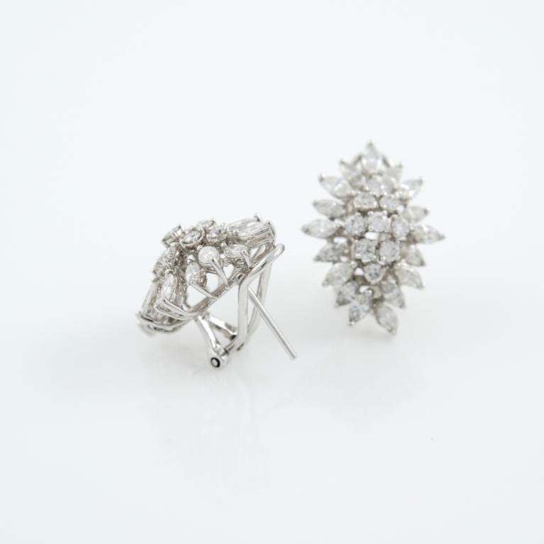 Earrings in 18kt white gold set with 4.25 carats of diamonds.