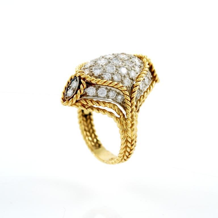 18kt yellow gold and diamond ring, signed Tiffany